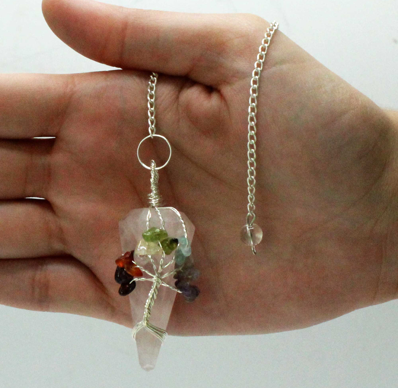 Magiška švytuoklė - septynios čakros - rožinis kvarcas