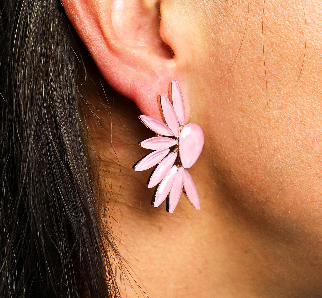 Vintažinio stiklo auskarai - Švelniai rožiniai angelo sparnai