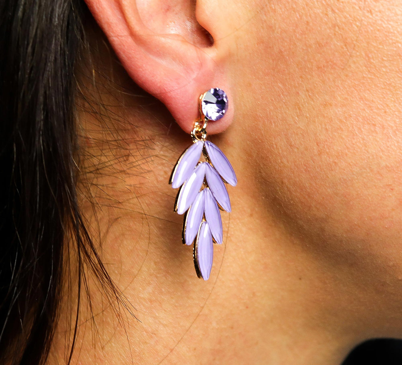 Vintažinio stiklo auskarai - Levanda - Fėjos