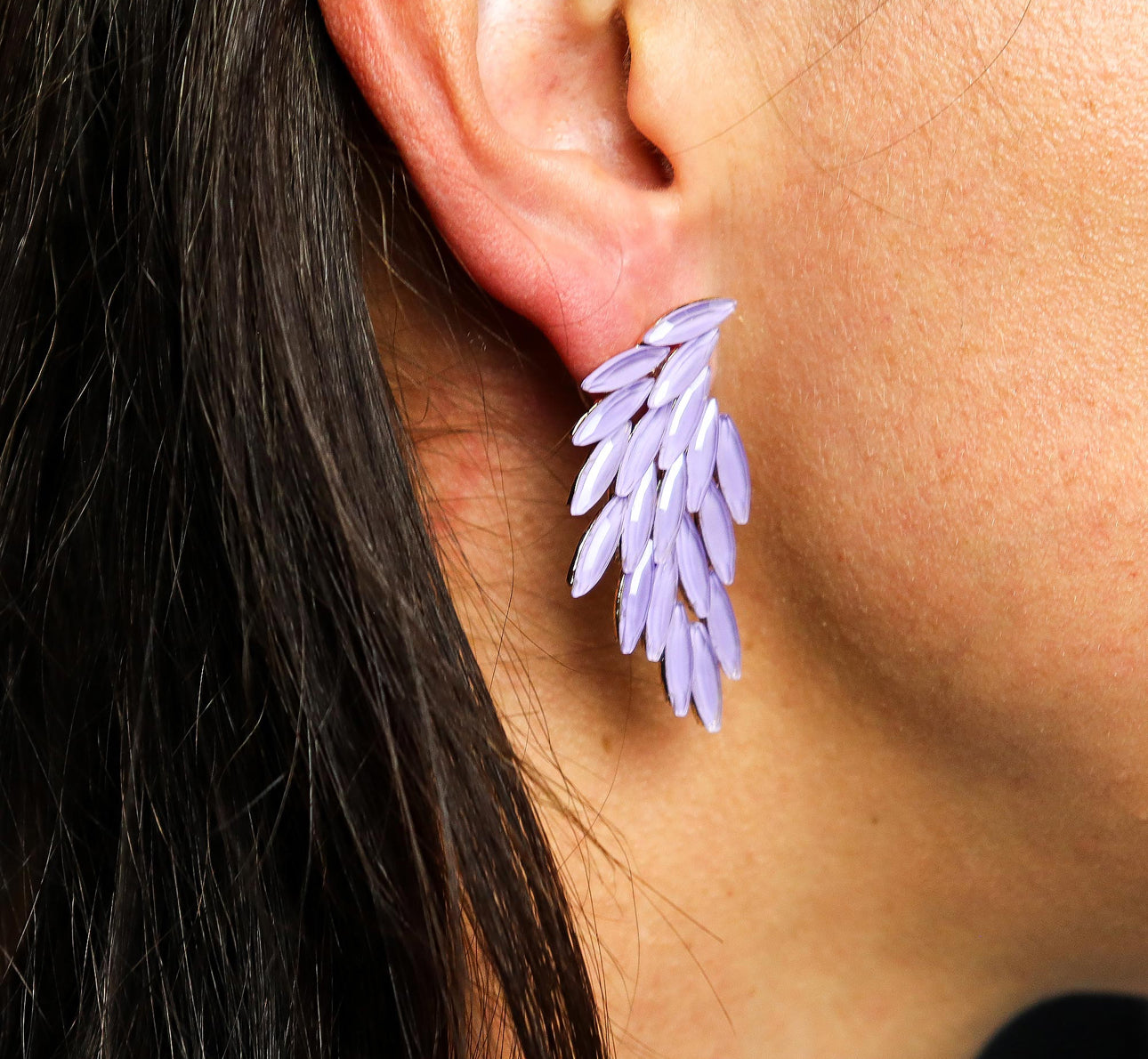 Vintažinio stiklo auskarai - Levanda - Angelo sparnai