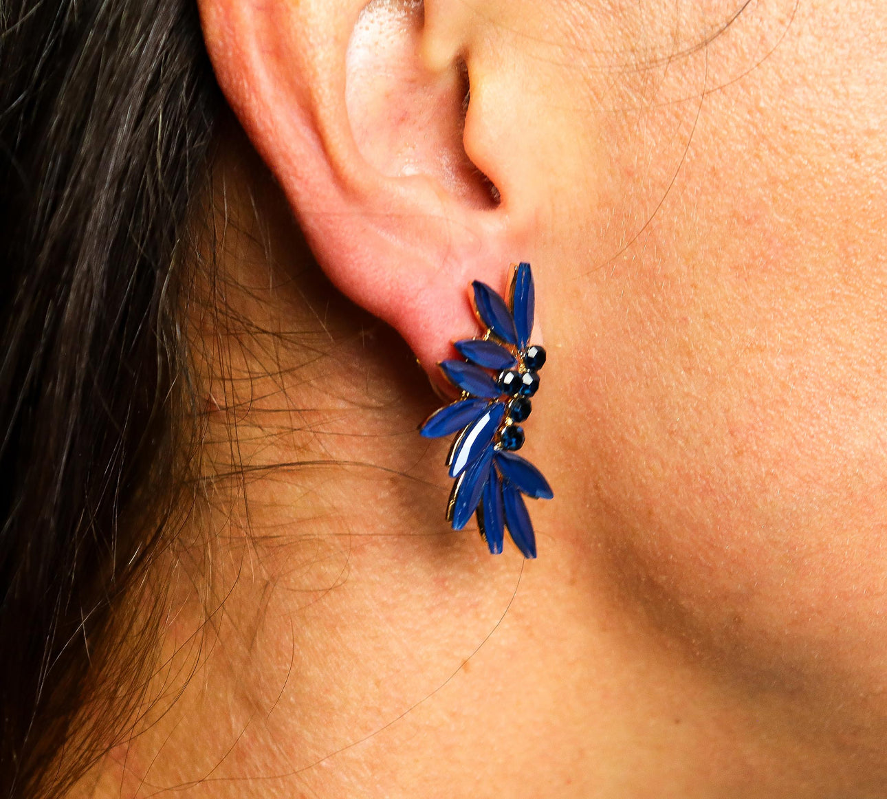 Karališkai mėlyni vintažinio stiklo auskarai - Fėjos