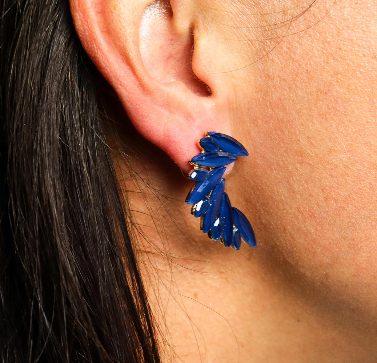 Karališkai mėlyni vintažinio stiklo auskarai - Angelo sparnai