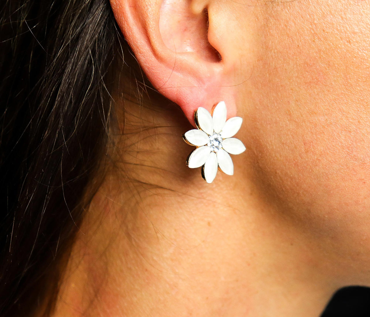 Perliniai vintažinio stiklo auskarai - Gėlės