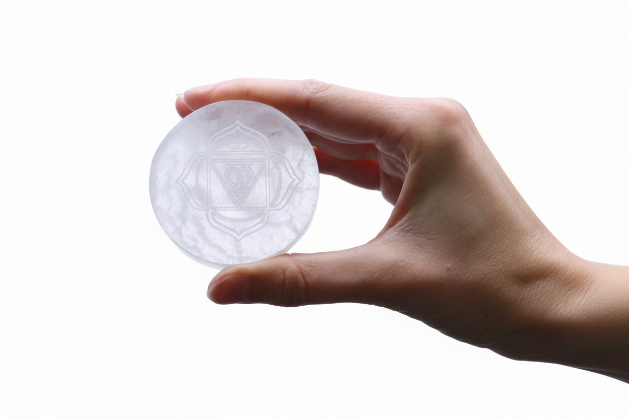 7 čakrų selenito padėkliukų rinkinys