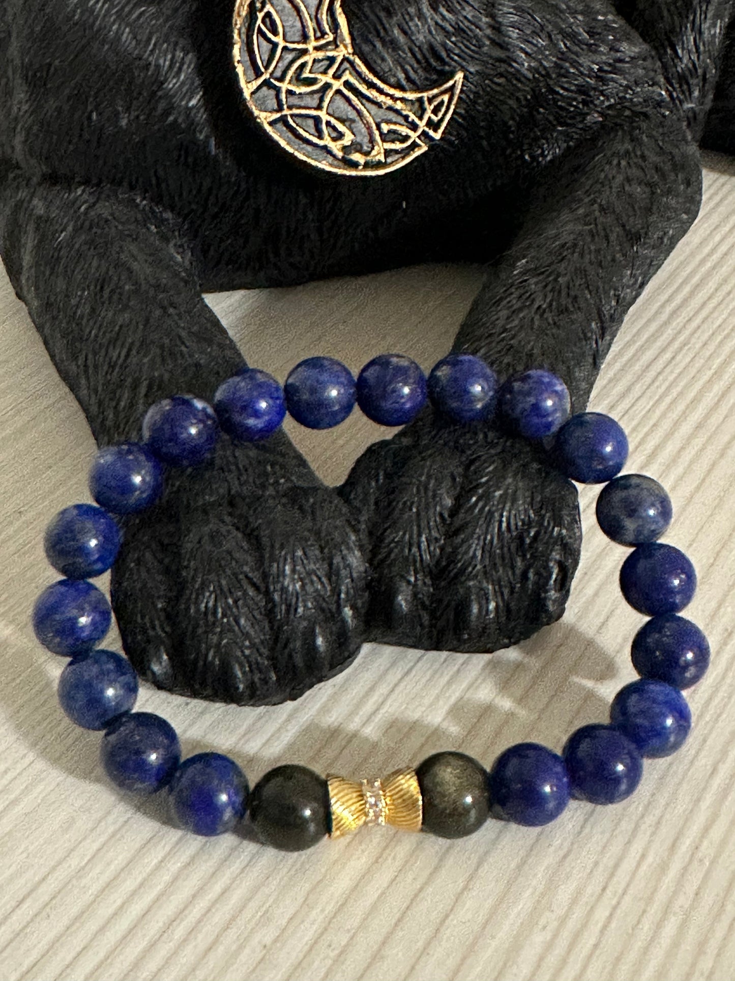 Lazurito ir auksinio obsidiano apyrankė 8 mm