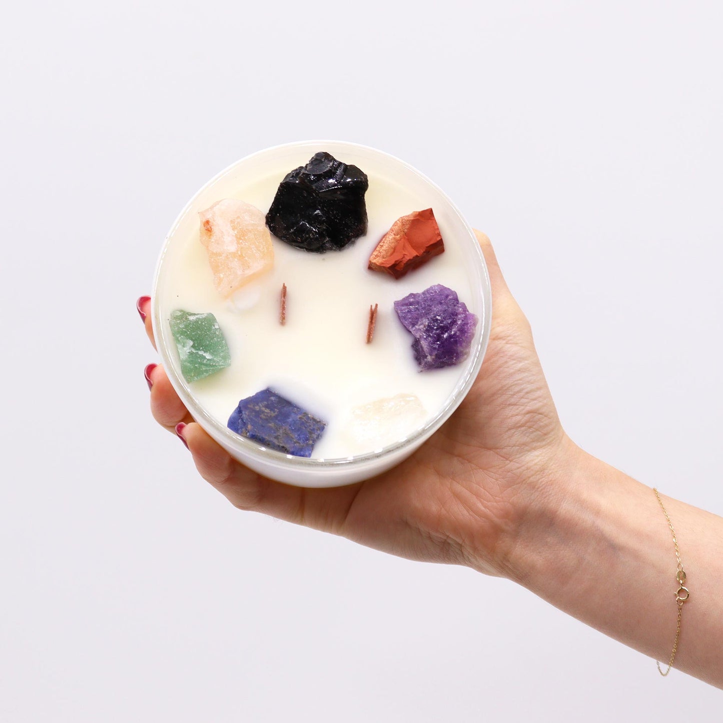 Didelė čakros krištolinė žvakė – Septynios čakros