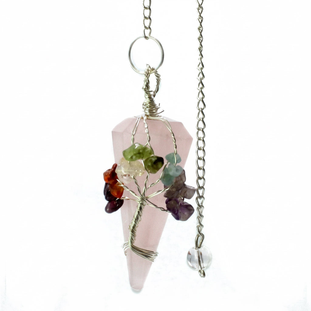 Magiška švytuoklė - septynios čakros - rožinis kvarcas