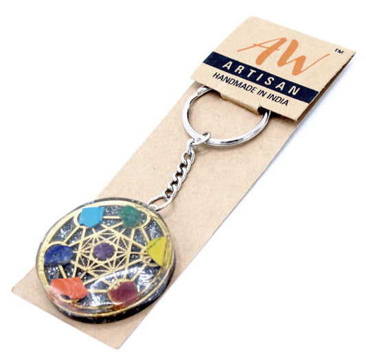 Orgonito Raktų Pakabukas - Apvalus Septynių Čakrų