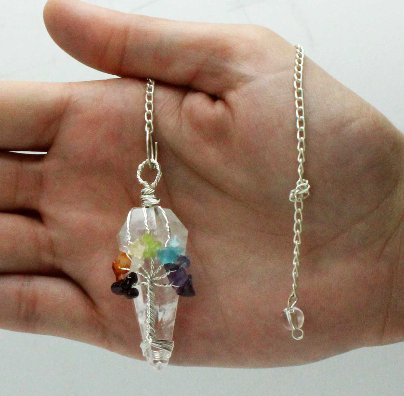 Magiška švytuoklė - septynios čakros - uolienų kvarcas