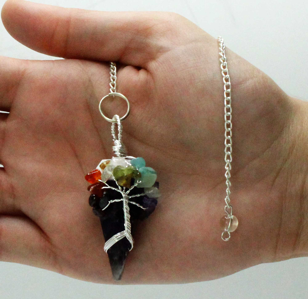 Magiška švytuoklė - septynios čakros - ametistas