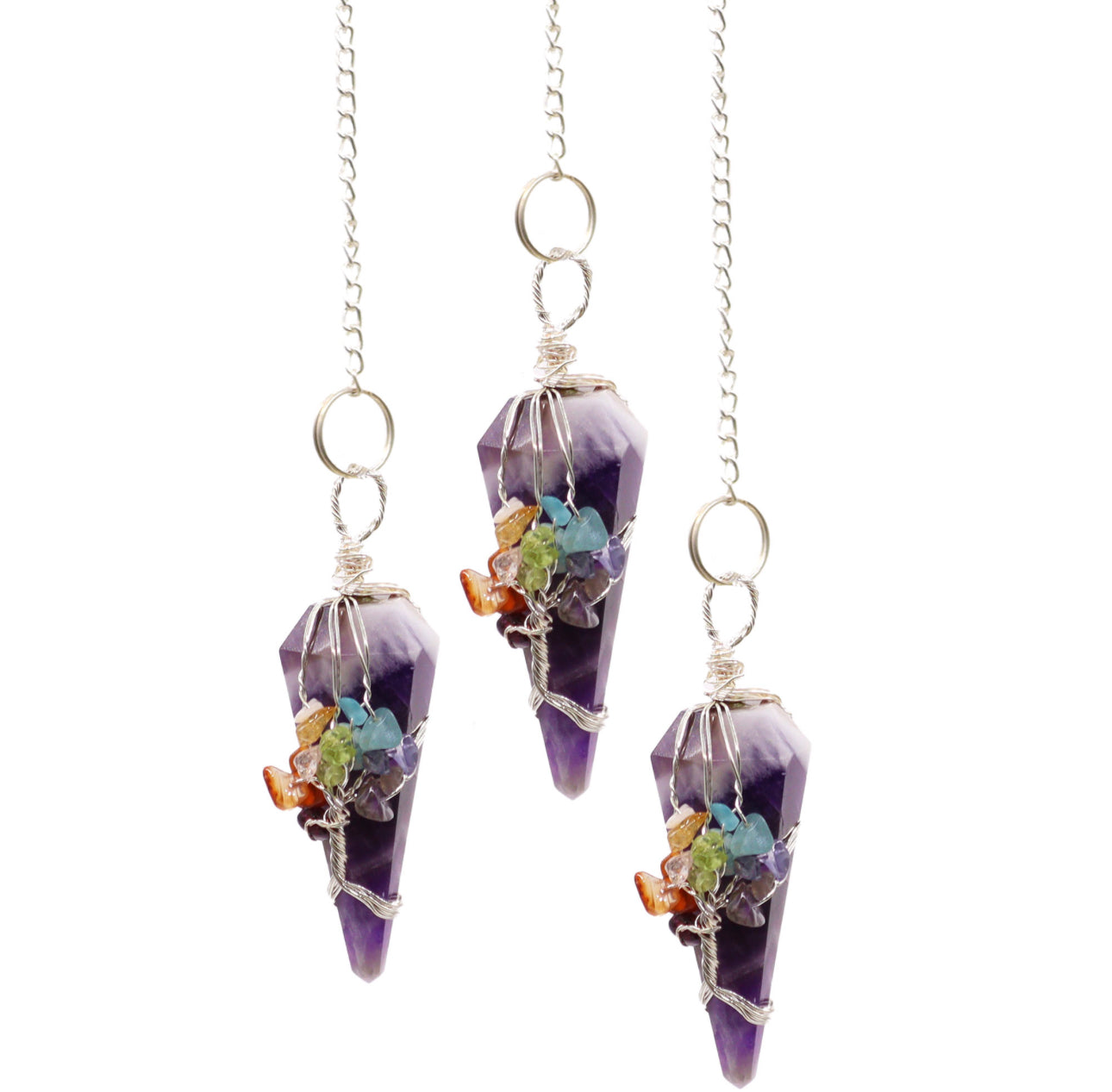 Magiška švytuoklė - septynios čakros - ametistas