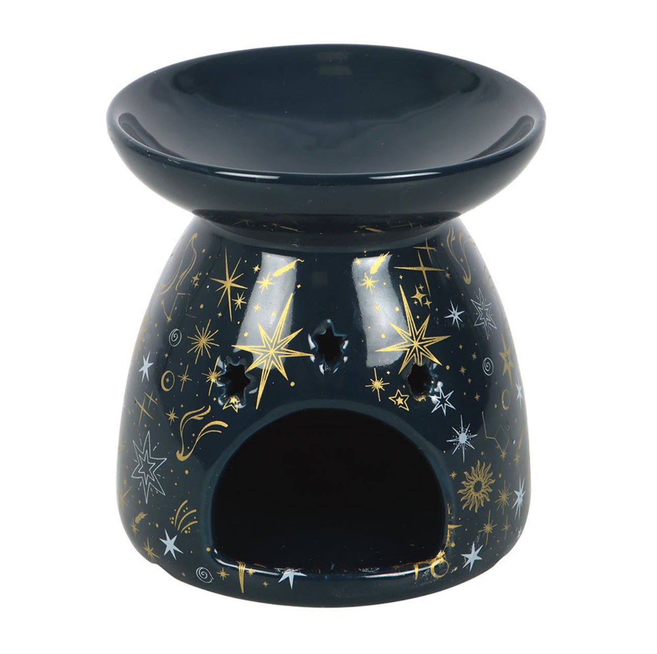 Mėlynas žvaigždėtos nakties aliejaus degiklis ir vaško šildytuvas