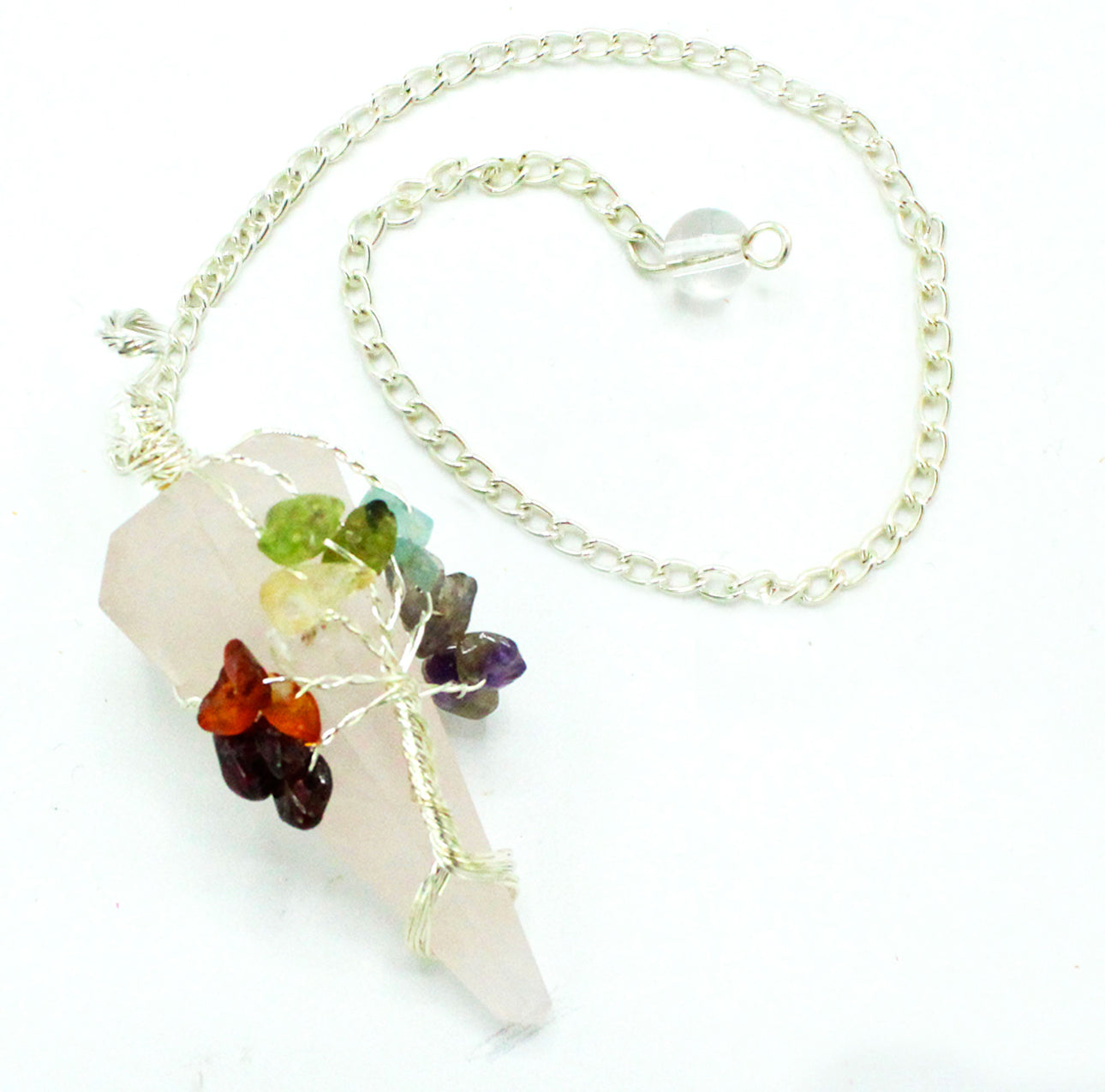 Magiška švytuoklė - septynios čakros - rožinis kvarcas