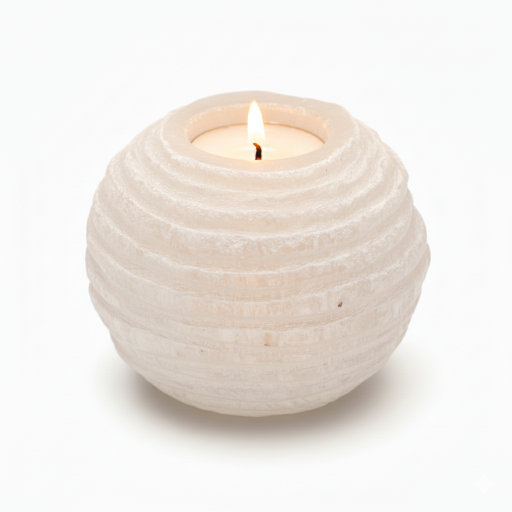 Selenito žvakidė su sniego kamuoliuku - 8 cm