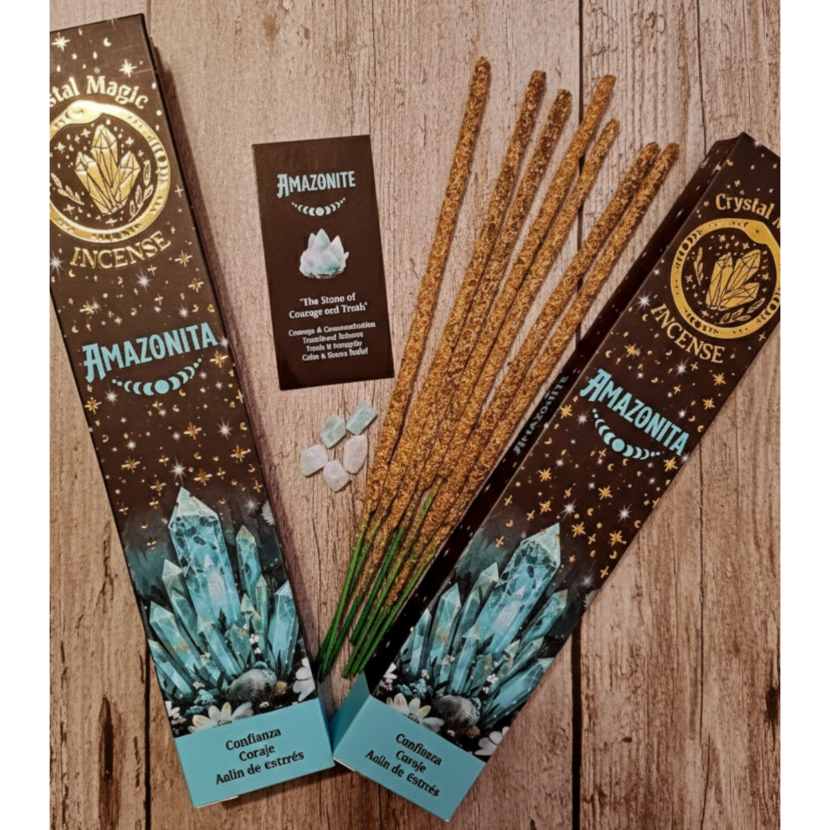 Natūralūs smilkalai su amazonito kristalais