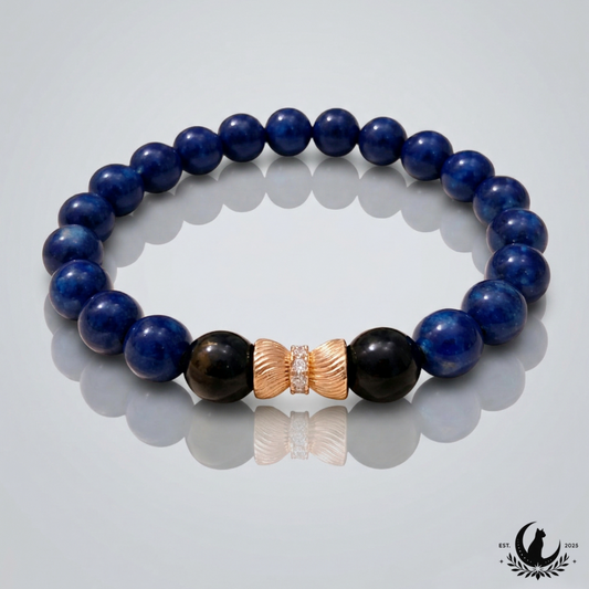 Lazurito ir auksinio obsidiano apyrankė 8 mm