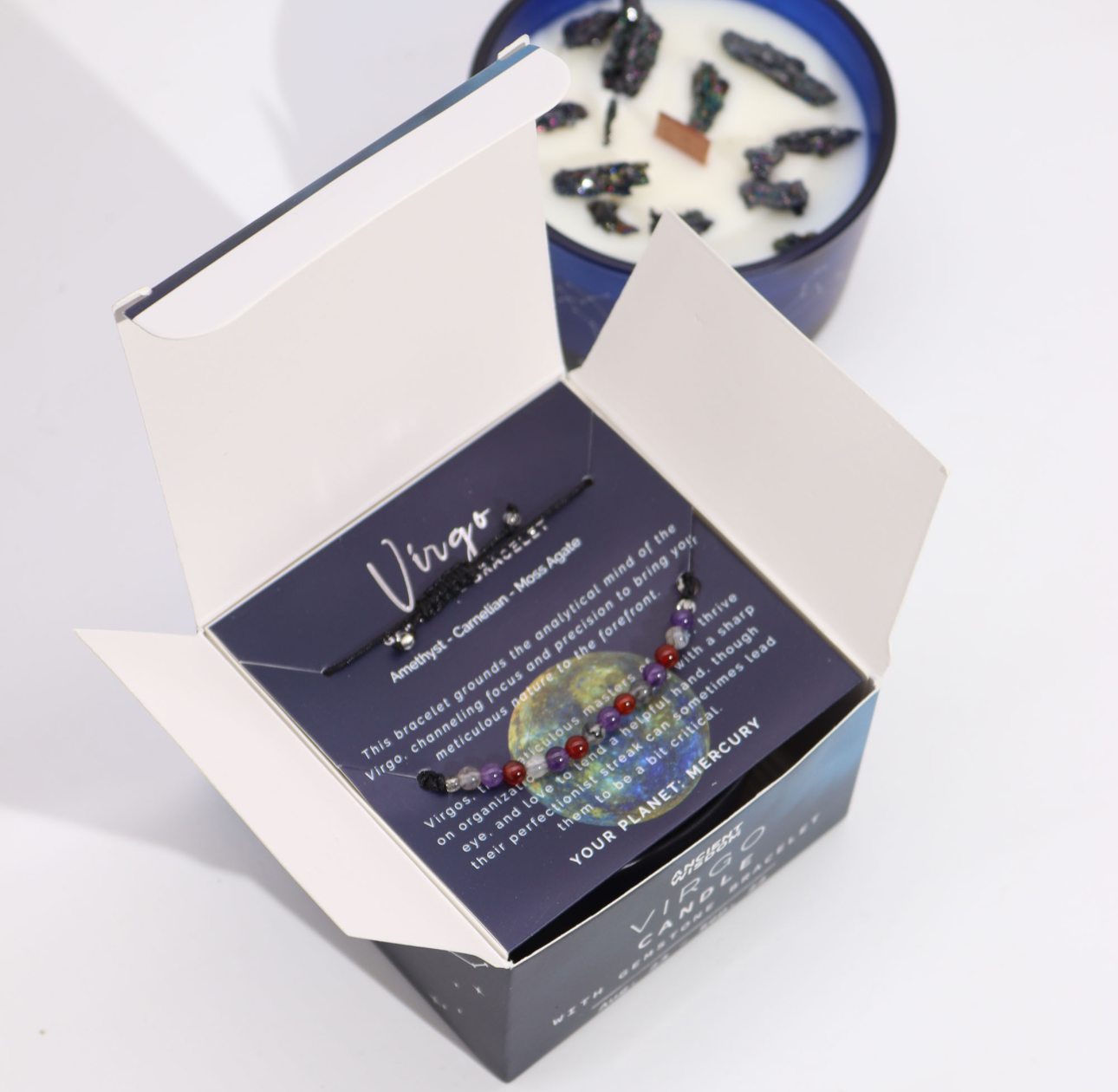 Zodiako krištolo žvakė su kristalų apyranke - Mergelė