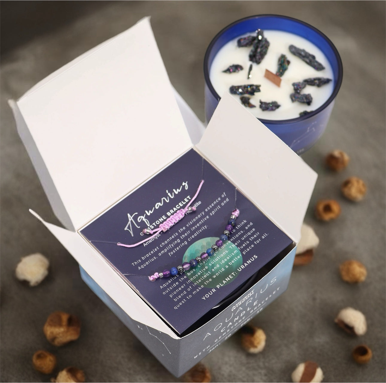 Zodiako krištolo žvakė su kristalų apyranke - Vandenis