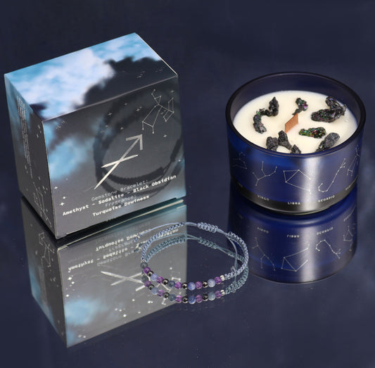 Zodiako krištolo žvakė su kristalų apyranke - Šaulys