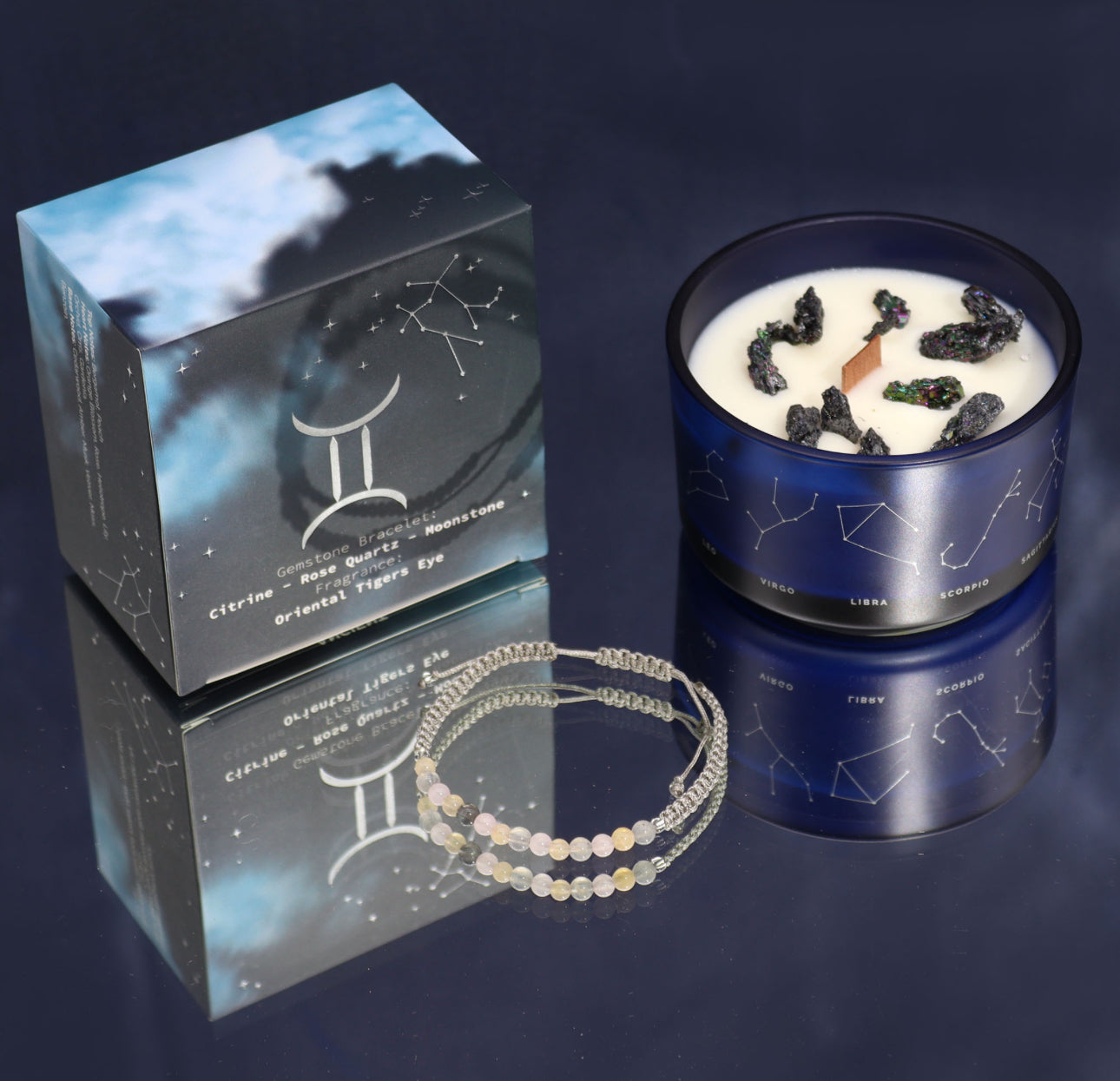 Zodiako krištolo žvakė su kristalų apyranke - Dvyniai