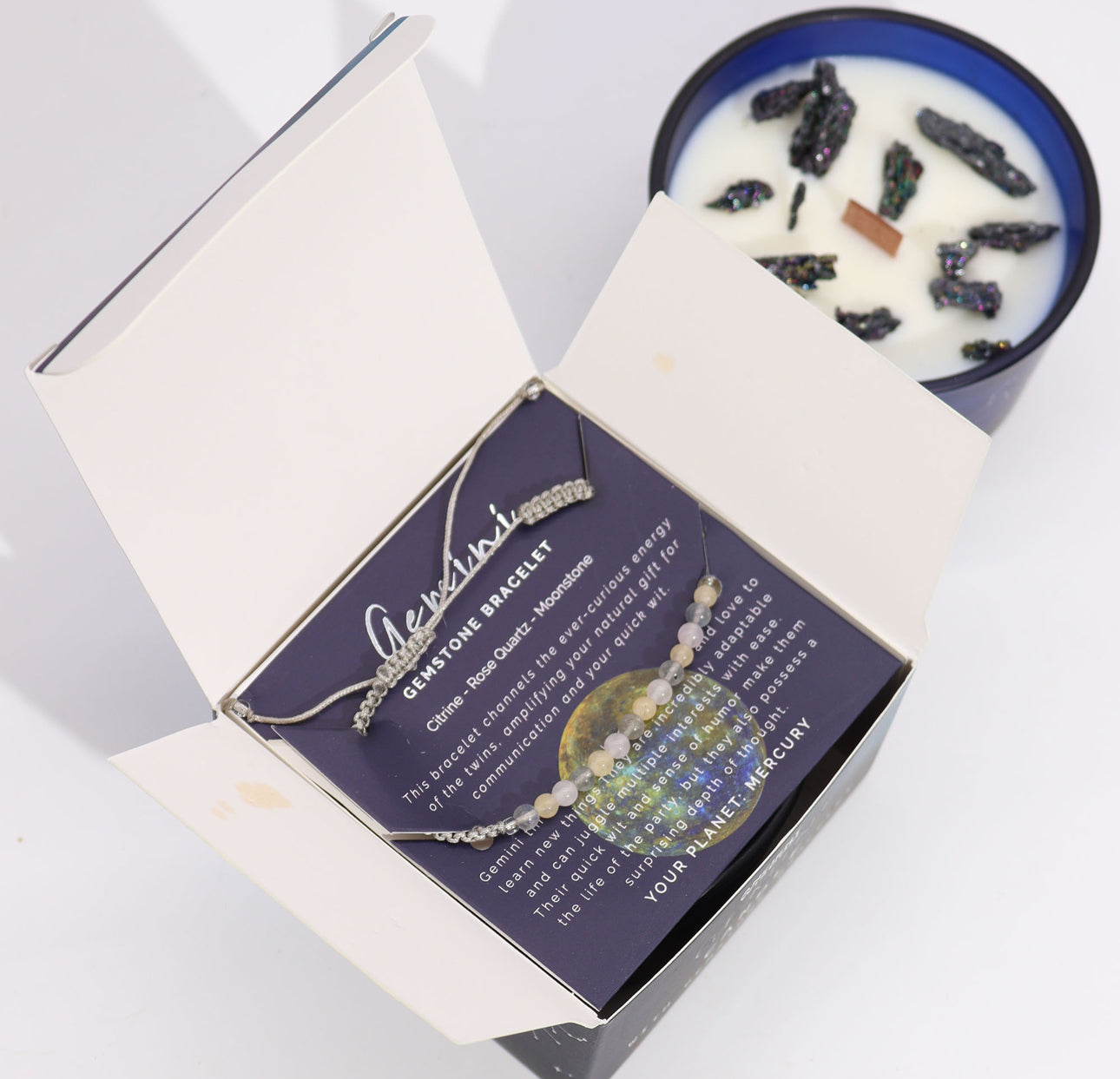 Zodiako krištolo žvakė su kristalų apyranke - Dvyniai