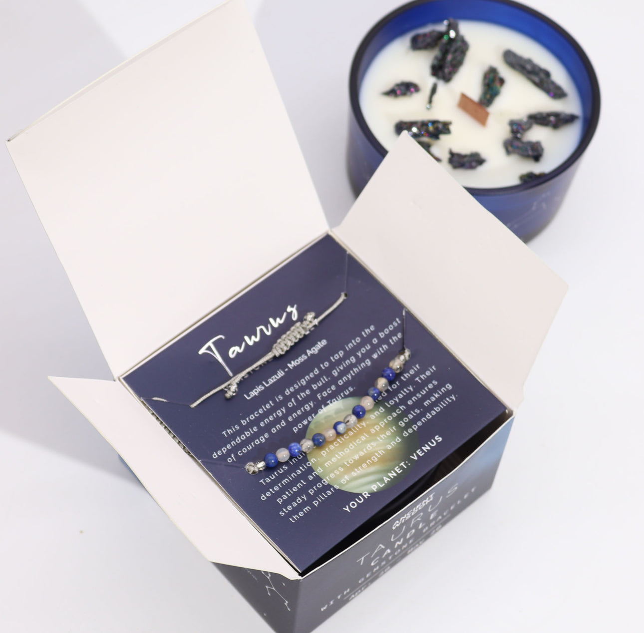 Zodiako krištolo žvakė su kristalų apyranke - Jautis