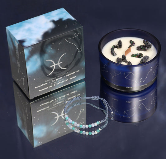 Zodiako krištolo žvakė su kristalų apyrankė - Žuvys