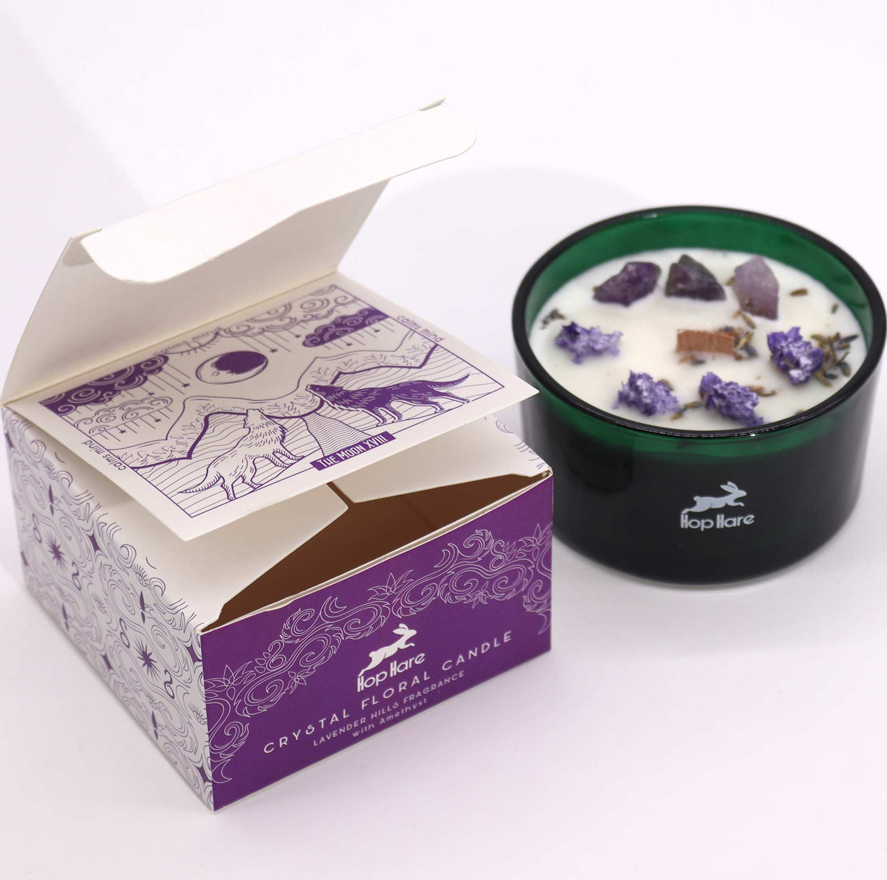 Hop Hare“ krištolinė magiška žvakė – Mėnulis