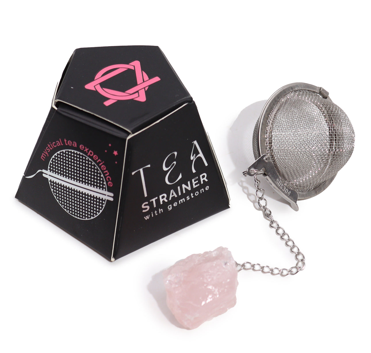 Neapdoroto krištolo brangakmenio arbatos sietelis - rožinis kvarcas