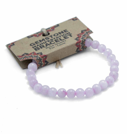 Brangakmenių Manifestacijos Apyrankė - Rožinis Kvarcas - Meilė