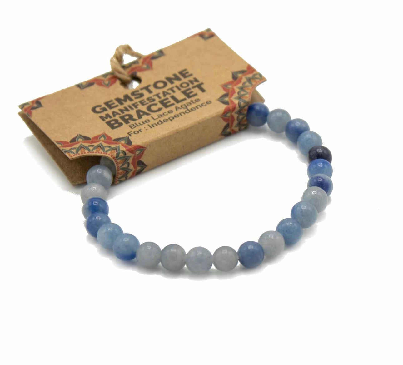 Brangakmenių Manifestacijos Apyrankė - Mėlynas Nėriniuotas Agatas - Nepriklausomybė