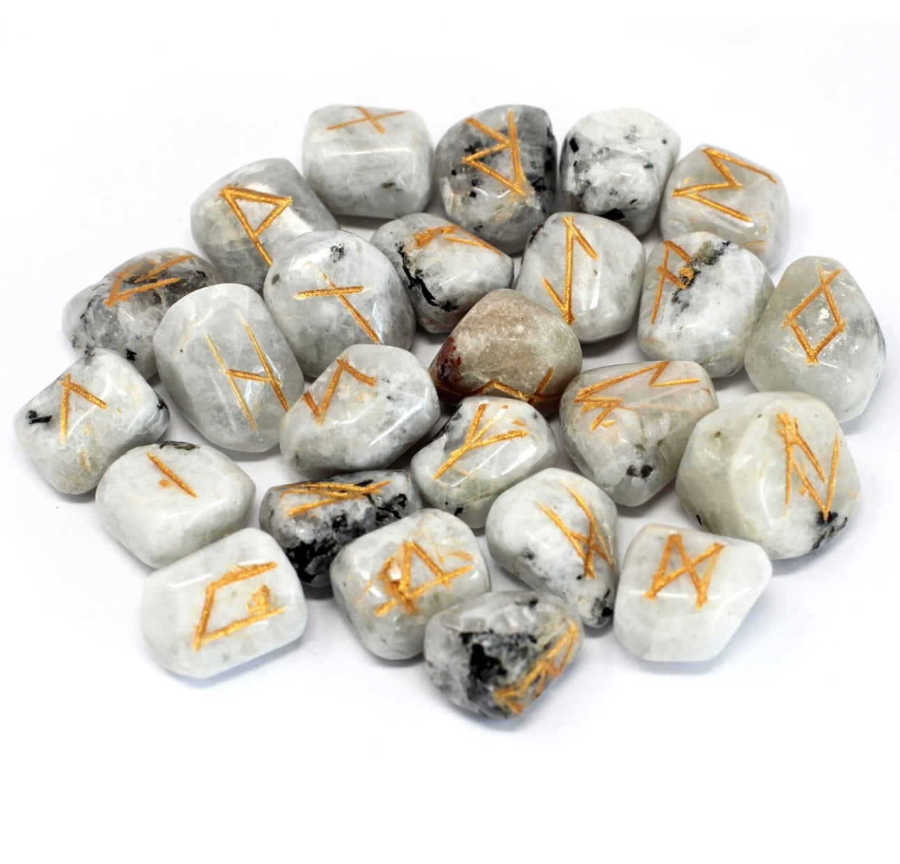 Runų akmenų rinkinys maišelyje - vaivorykštinis mėnulio akmuo
