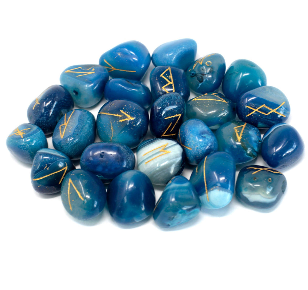 Runų akmenų rinkinys maišelyje – mėlynas oniksas