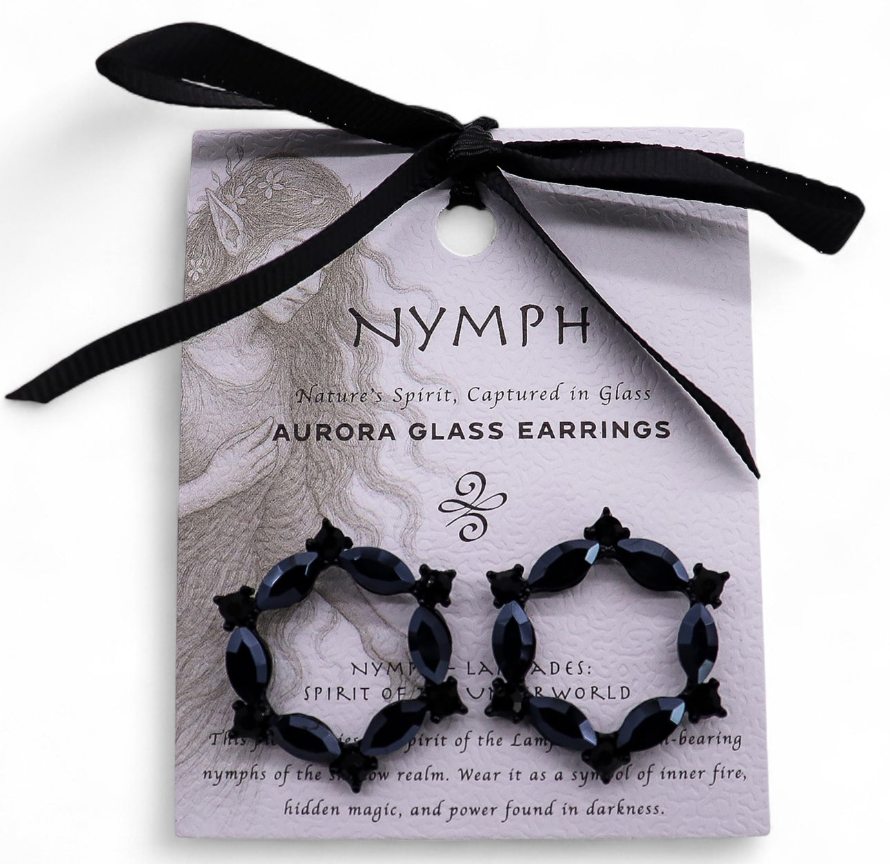 Vintažinio stiklo auskarai - Juodos kilpelės