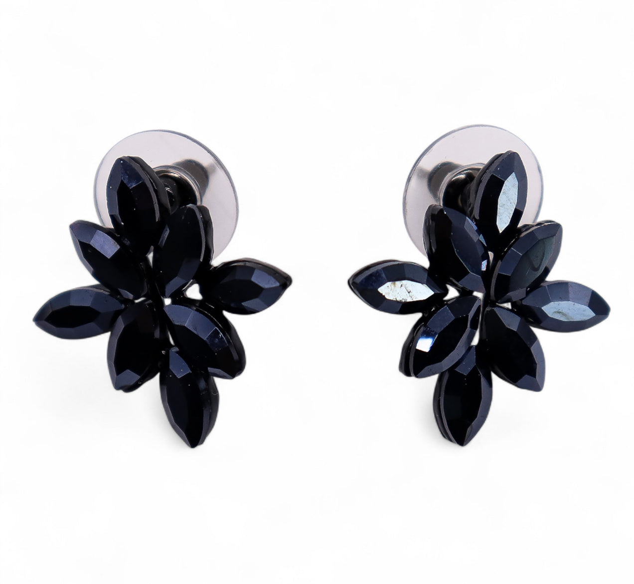 Vintažinio stiklo auskarai – Juodos gėlės