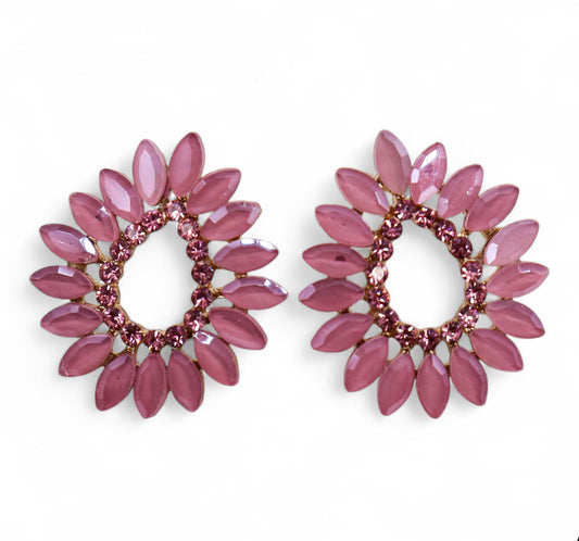 Vintažinio stiklo auskarai - Švelniai rožinės kilpelės