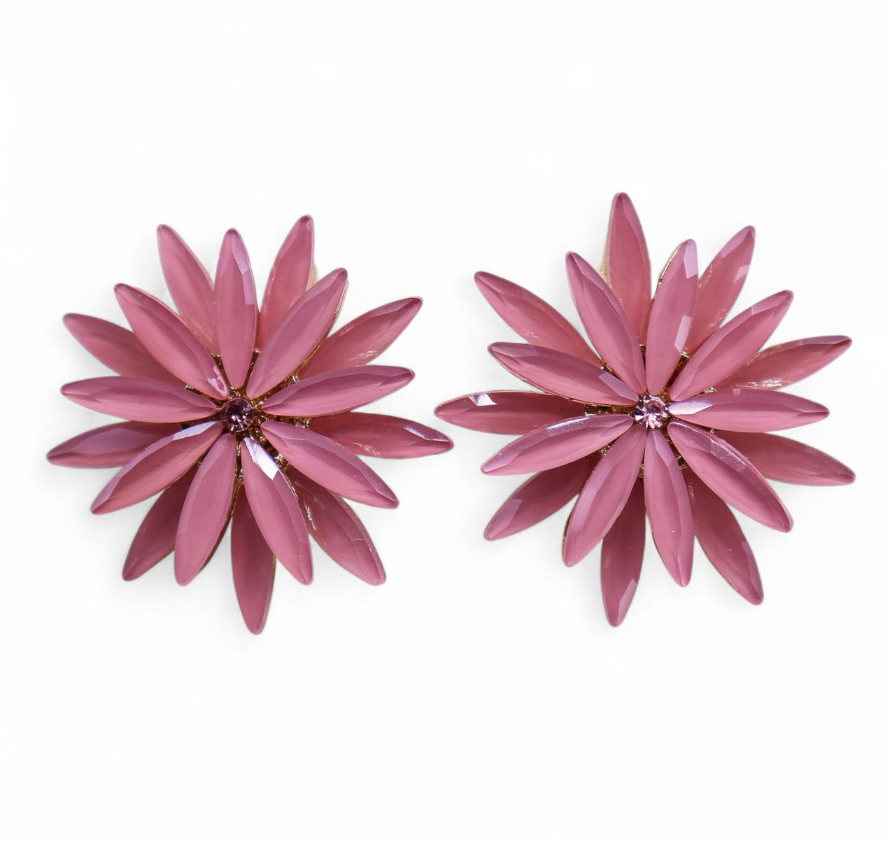 Vintažinio stiklo auskarai - Švelniai rožinės gėlės