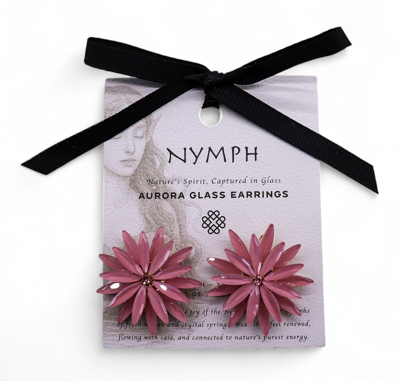 Vintažinio stiklo auskarai - Švelniai rožinės gėlės