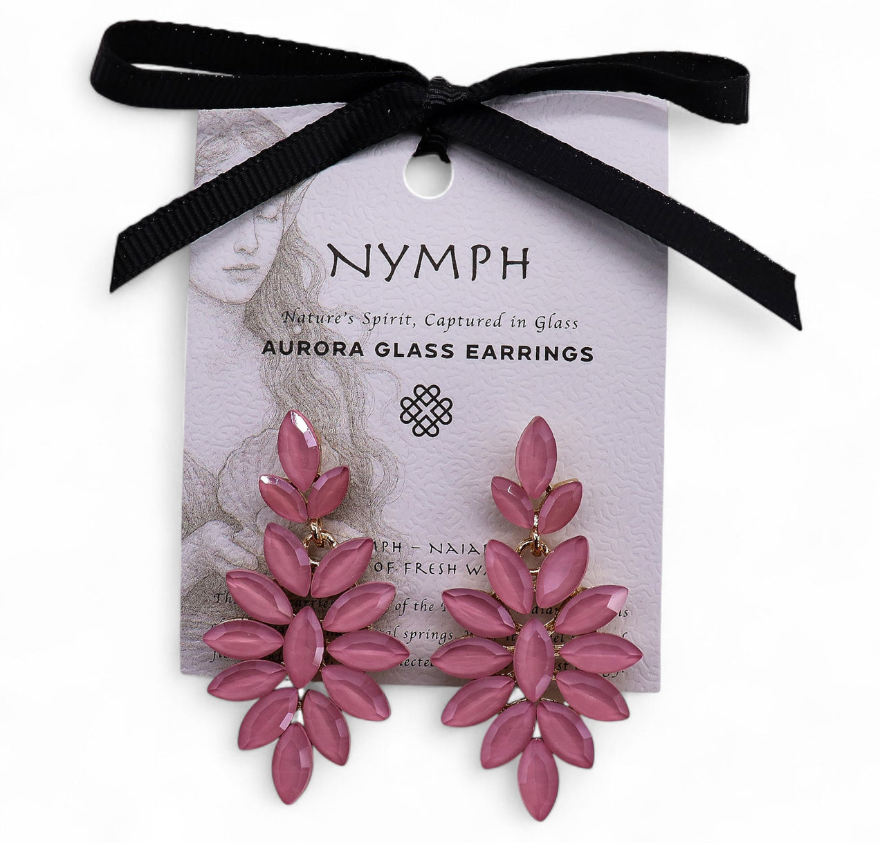 Vintažinio stiklo auskarai - Švelniai rožiniai ilgi lašai