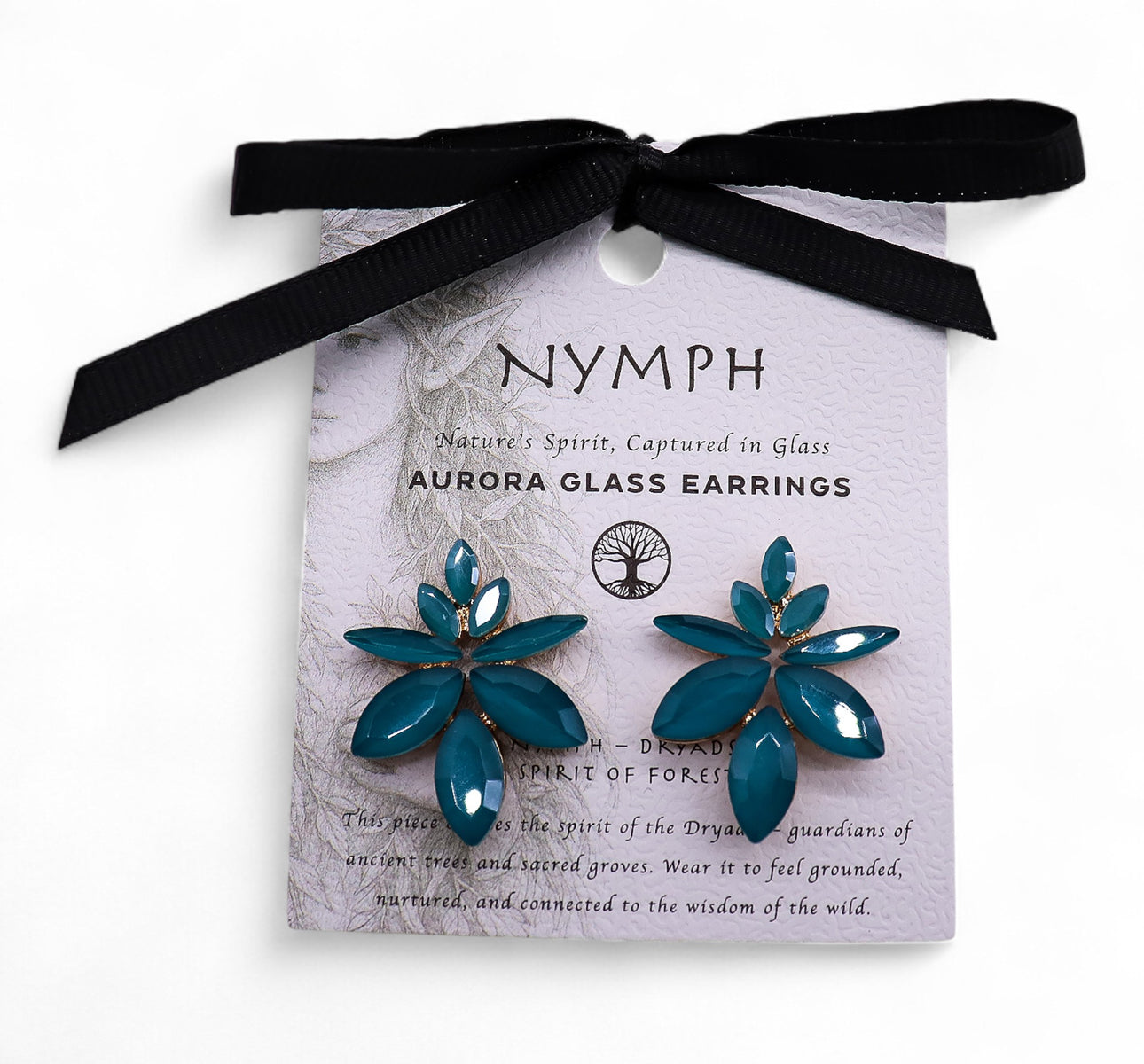 Žalsvai žali vintažinio stiklo auskarai - Gėlės