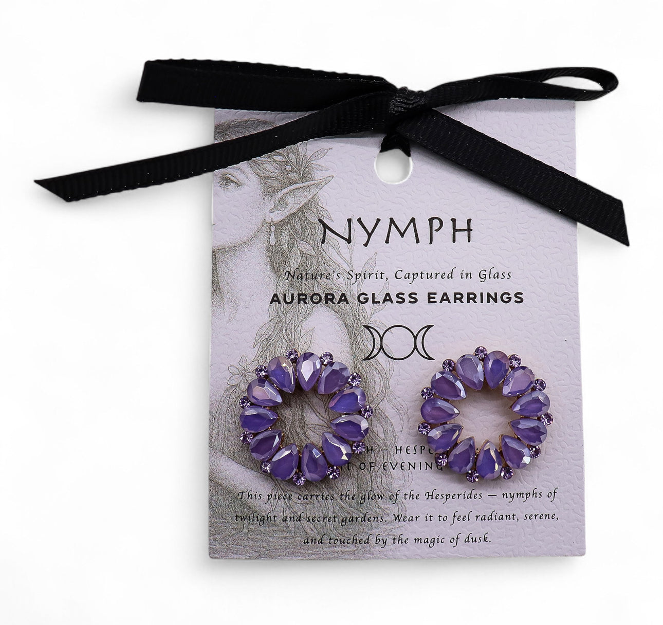 Vintažinio stiklo auskarai - Levanda - Kilpelės