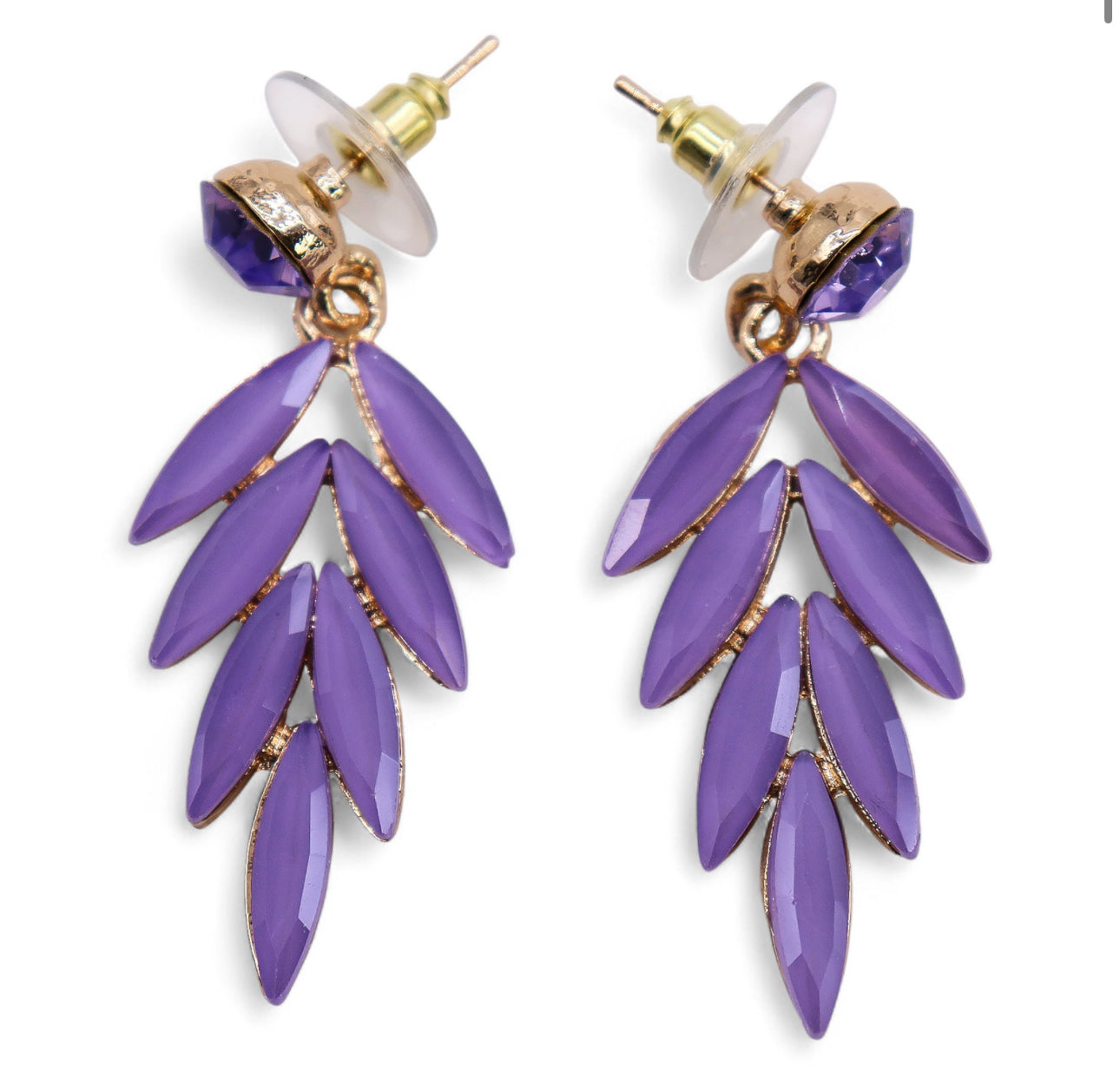 Vintažinio stiklo auskarai - Levanda - Fėjos