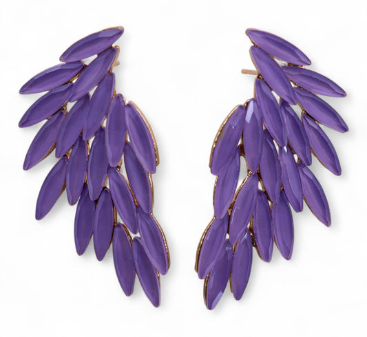 Vintažinio stiklo auskarai - Levanda -  Angelo sparnai