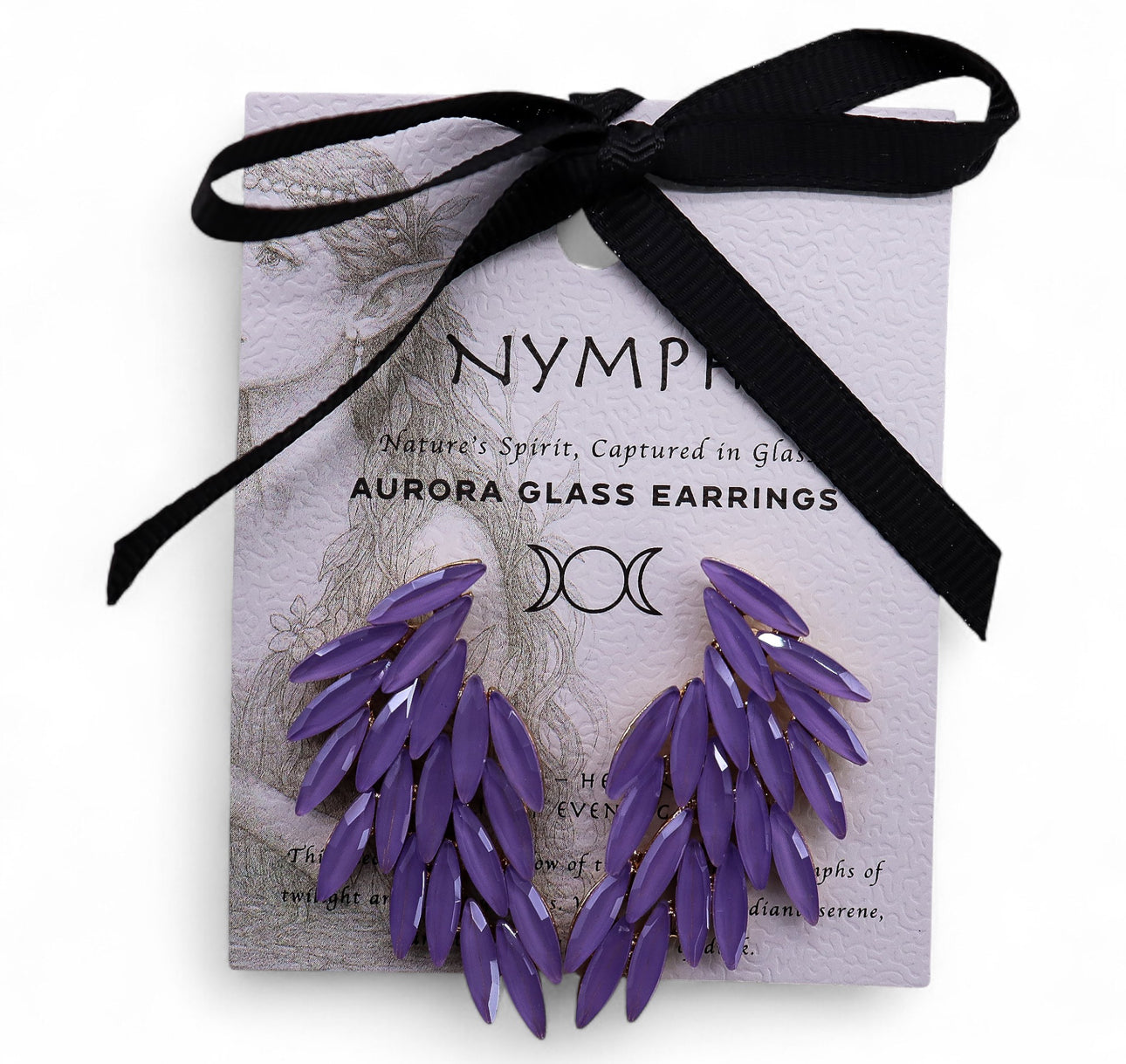 Vintažinio stiklo auskarai - Levanda -  Angelo sparnai