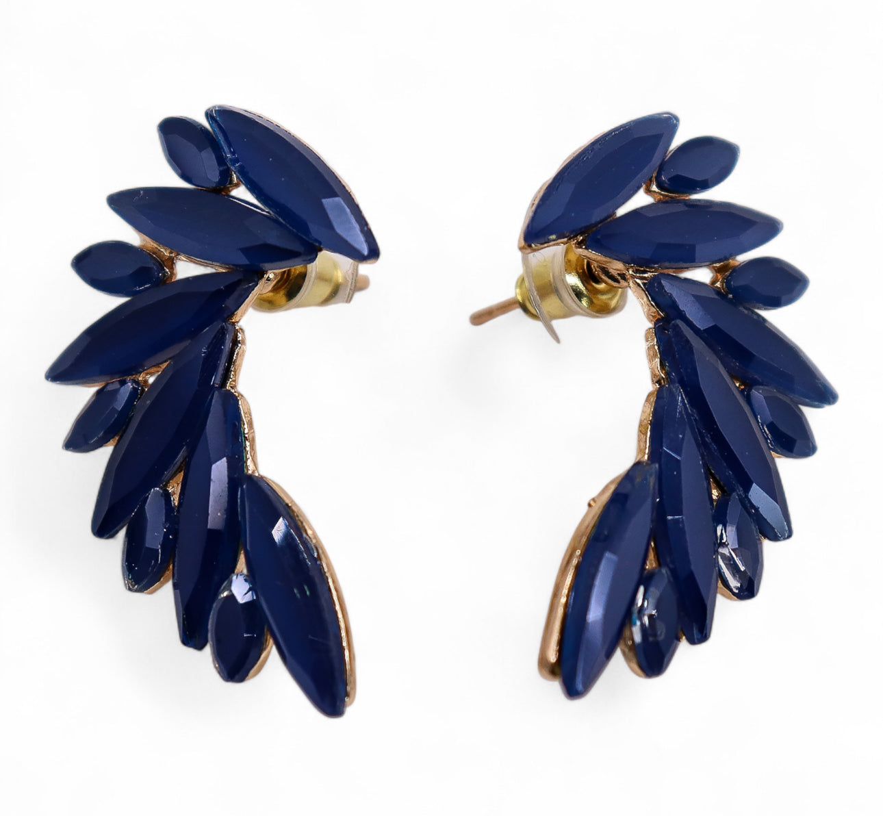 Karališkai mėlyni vintažinio stiklo auskarai - Angelo sparnai