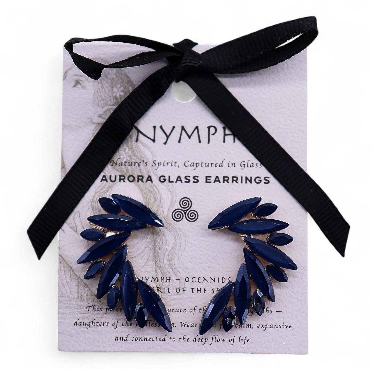 Karališkai mėlyni vintažinio stiklo auskarai - Angelo sparnai