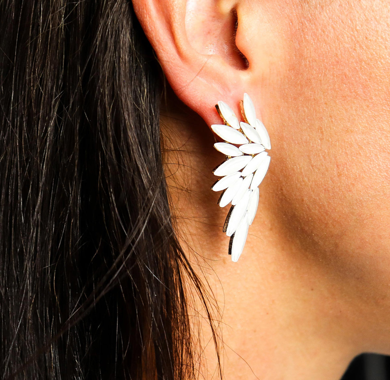 Pearl - Vintage Glass - Angel Wings - Earrings