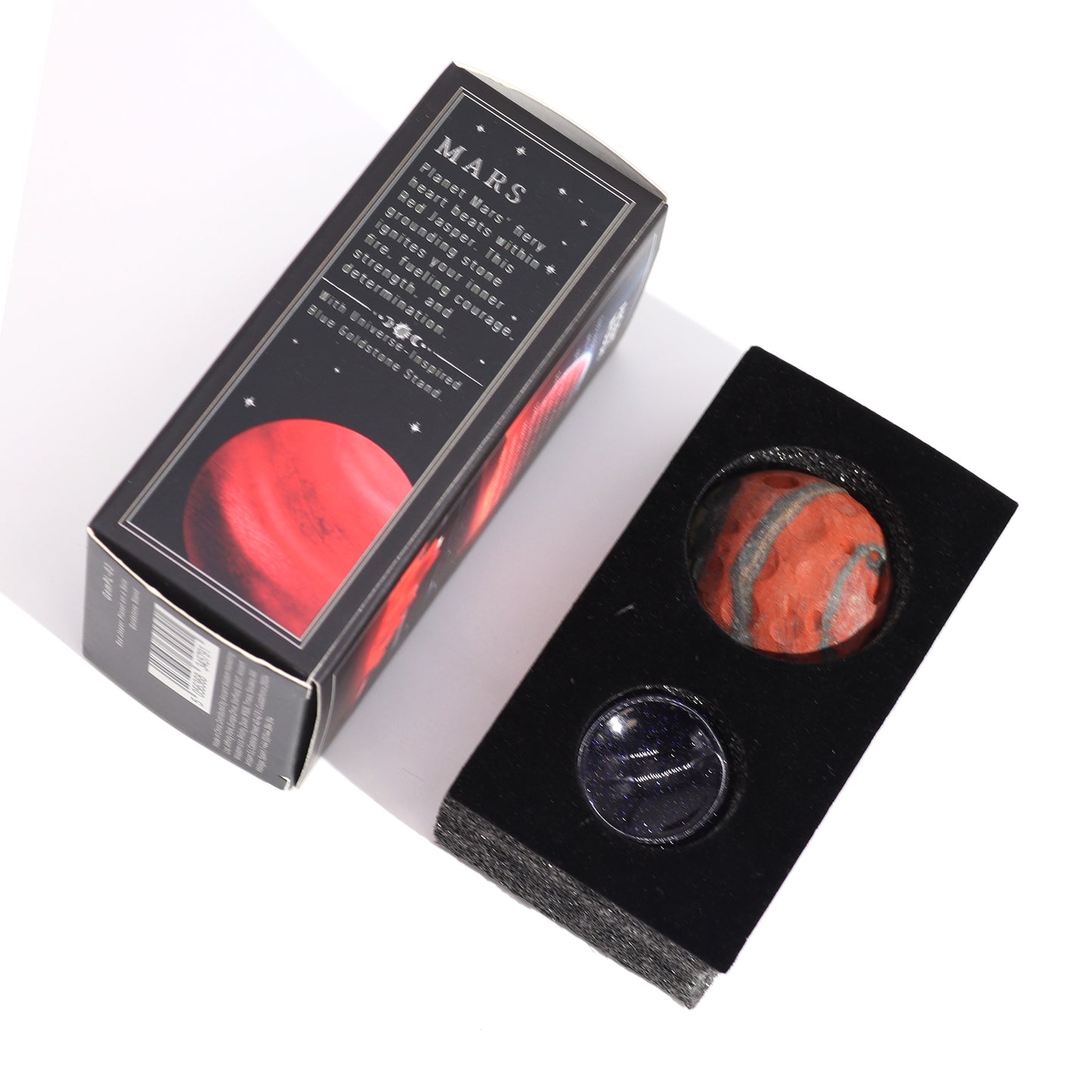 Raudonojo jaspio planeta ant Sola auksaakmenio stovo - 40 mm (30x15 mm stovas)