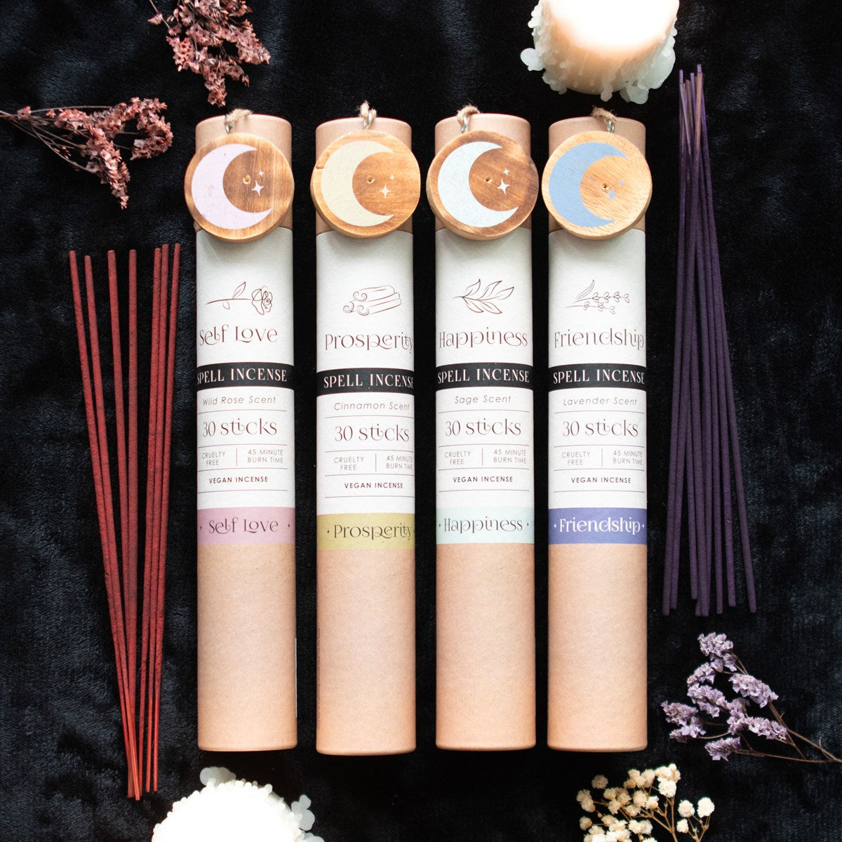 Magijos smilkalų lazdelių rinkinys su laikikliu