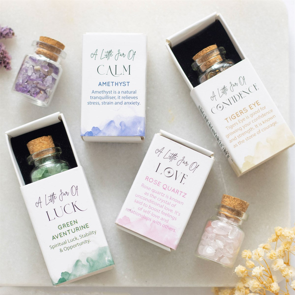 Sėkmės avanturino kristalo buteliukas dėžutėje